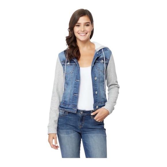 WALLFLOWER-WOMENS DENIM AND FLEECE JACKET-SIZE MEDIUM - Picture 1 of 8